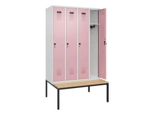 locker met bank,HxBxD 2120x1200x815mm,4vak,vak B 300mm,draaigrendel