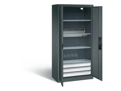 acculaadkast 1950x930x500mm 5stekkerdozen 230V cil.-slot front RAL7016
