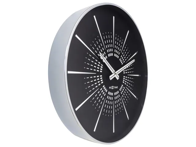 Stille wandklok - 40cm- Zwart - Metaal -NeXtime "Excentric"