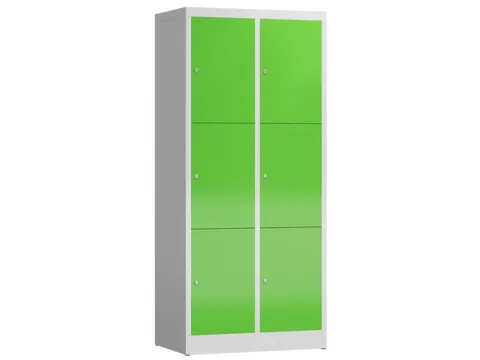 Lockerkast 1800x800x500mm 2x3 vakken cilinderslot, sokkel, RAL6018