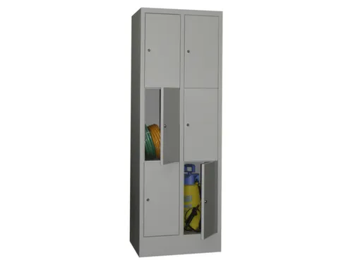 lockerkast,HxBxD 1850x600x500mm,2x3vakken,RAL7035,front RAL7016