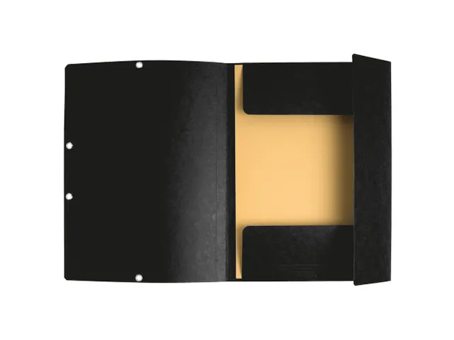 Elastomap 3 kleppen glanskarton 355gm² A4 Zwart