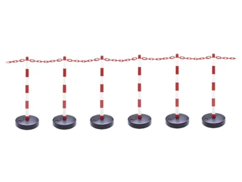 Kettingstaander-Set Kunststof 6Kettingstaanders Ronde Voet 10M Ketting