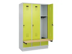 locker met bank,HxBxD 1950x1200x815mm,3vak,vak B 400mm,draaigrendel