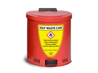 afvalbak voor poetsdoeken,staal,20l,HxBxD 429x385x382mm,m. pedaal,rood - 2