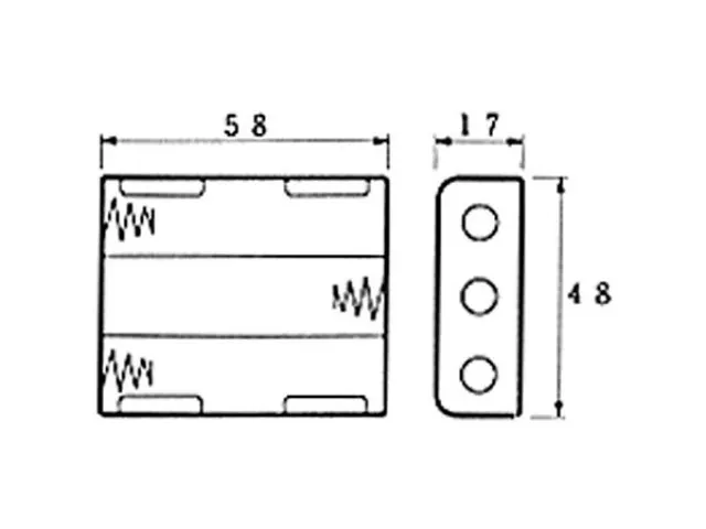 Batterijhouder Voor 3 x AA-CEL (Met Draden)