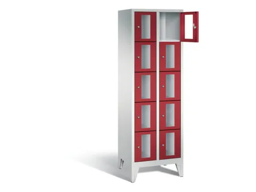 Lockerkast 1850x610x500mm 2x5 vakken Cilinderslot Poten, RAL3003