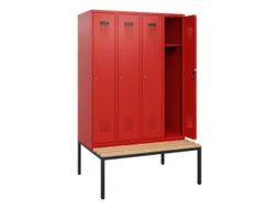 locker met bank,HxBxD 1950x1200x815mm,4vak,vak B 300mm,cilinderslot