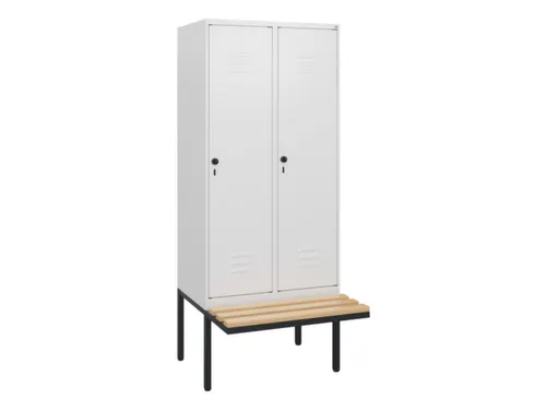 locker met bank,HxBxD 1950x800x815mm,2vak,vak B 400mm,draaigrendel