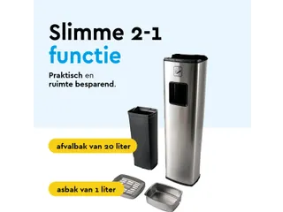 Asbak Staand met afvalbak AT400 RVS 20 Liter - 4