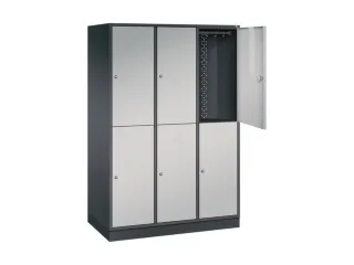 Dubbeldekse garderobekast,HxBxD 1950x1220x600mm,3x2vak.,vak B 360mm - 1