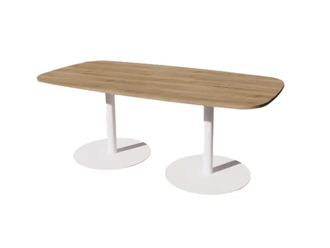 Linesto vergadertafel 200x100 deens ovaal honey castello 25mm wit