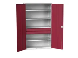 universele kast,HxBxD 2000x1300x550mm,4xStalen bodem,2lade(n)