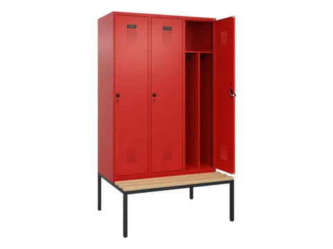 locker met bank,voor scheiding van kleding,HxBxD 2120x1200x815mm,3vak