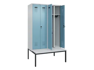 locker met bank,voor scheiding van kleding,HxBxD 2120x1200x815mm,4vak - 1