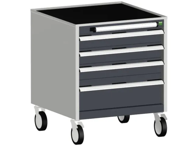 ladekast verrijdbaar 780x650x525mm 4laden romp RAL7035 front RAL7016