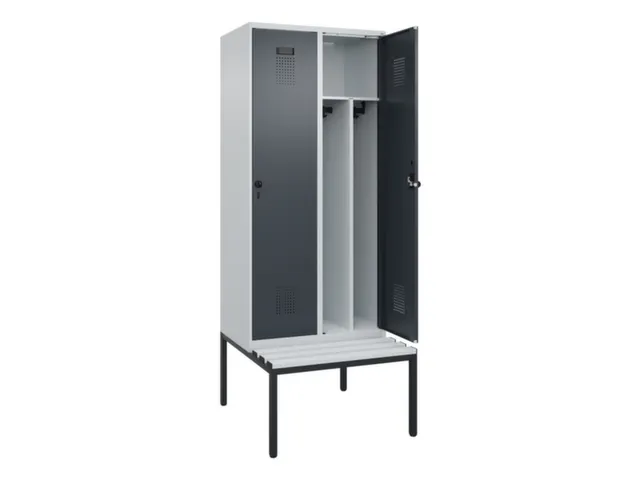 locker met bank,voor scheiding van kleding,HxBxD 2120x800x815mm,2vak