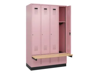 locker met bank,HxBxD 1950x1200x815mm,4vak,vak B 300mm,cilinderslot - 1