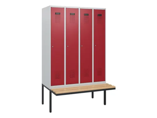 locker met bank,HxBxD 1950x1200x815mm,4vak,vak B 300mm,cilinderslot