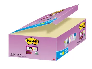 Memoblok 3M Post-it 622 Super Sticky 47.6x47.6mm geel 21 + 3 gratis - 1