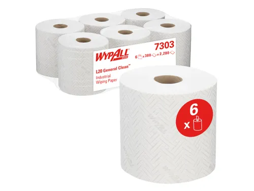 Poetsrol WypAll L20 2-laags 18,3cmx144m 380vel wit 7303