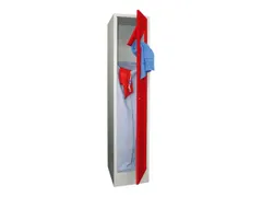 wasgoedverzamelkast,HxBxD 1850x400x500mm,haken,RAL7035,front RAL3000