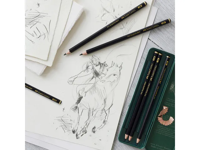 Crayon graphite Faber-Castell Pitt Mat Etui à 6 pièces