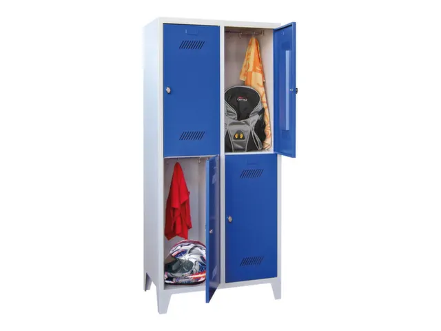 dubbeldekse locker,HxBxD 1850x800x500mm,2x2vak.,RAL7035,front RAL5010
