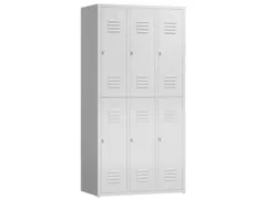 Dubbeldekse garderobekast 1800x870x500mm 3x2vak klink RAL7035