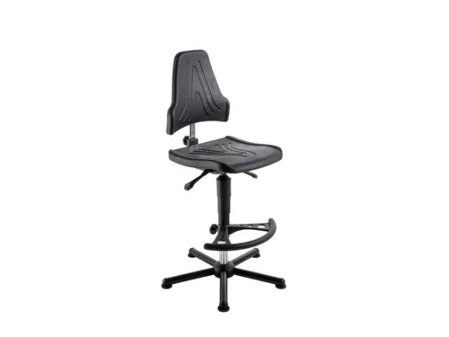 Werkplaatsstoel Esd 590-840mmx470mmx480mm Pu-Zitting Zwart Glijders