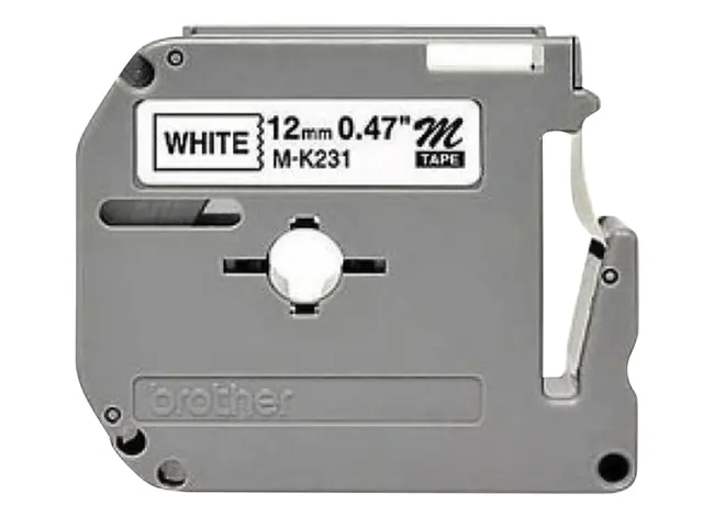 Ruban de lettrage Brother P-Touch M-K231 non laminé 12mm noir sur bla