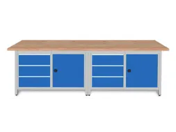 werkbank,HxBxD 860x2800x750mm,onderstel RAL3003,fronten RAL3003
