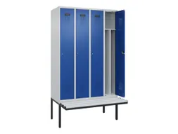 locker met bank,voor scheiding van kleding,HxBxD 2120x1200x815mm,4vak