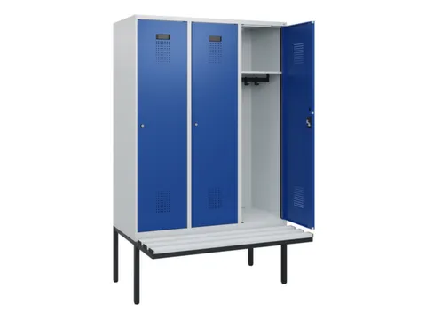 locker met bank,HxBxD 1950x1200x815mm,3vak,vak B 400mm,cilinderslot