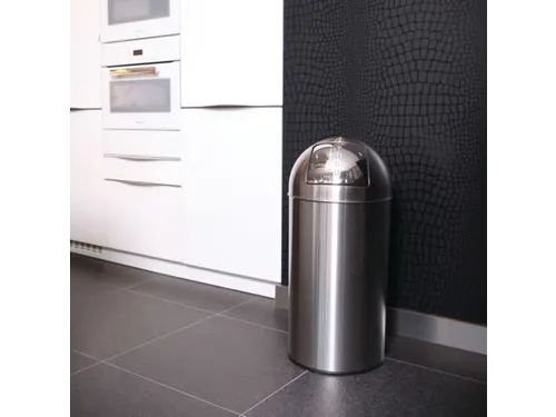 Afvalbak Pushcan 40 liter Mat Chroom