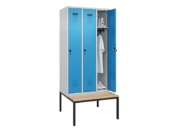 locker met bank,HxBxD 2120x900x815mm,3vak,vak B 300mm,draaigrendel