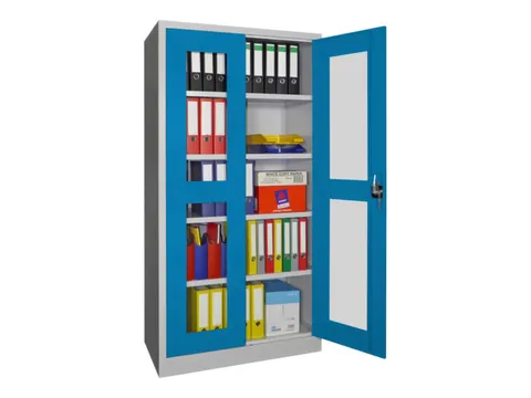 Vitrinekast Hxbxd 1950x1000x500mm Draaideuren Ral7035 Front Ral5012