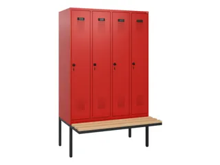locker met bank,HxBxD 1950x1200x815mm,4vak,vak B 300mm,draaigrendel - 2