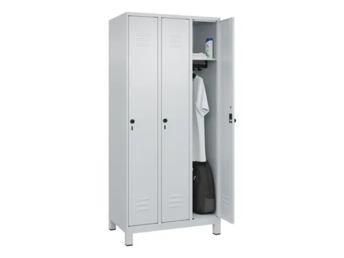 locker,HxBxD 1950x900x500mm,3vak,vak B 300mm,draaigrendel,voeten