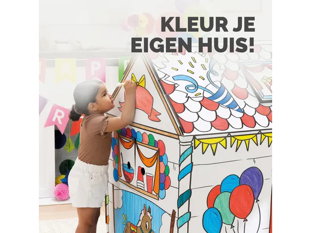 Kartonnen speelhuis XL Verjaardag Bankers Box Play inkleurbaar