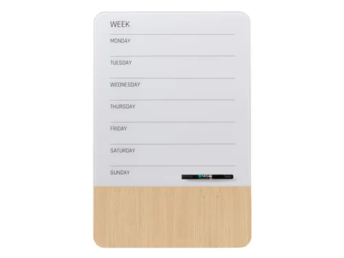 Glasmagneetbord Naga 40x60cm weekplanner GB wit/hout