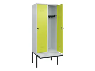 locker met bank,HxBxD 2120x800x815mm,2vak,vak B 400mm,draaigrendel - 2