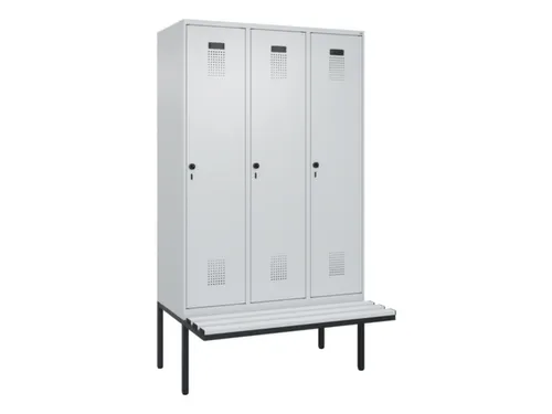 locker met bank,voor scheiding van kleding,HxBxD 2120x1200x815mm,3vak