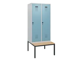 locker met bank,HxBxD 1950x800x815mm,2vak,vak B 400mm,draaigrendel - 2
