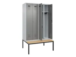 locker met bank,voor scheiding van kleding,HxBxD 2120x1200x815mm,4vak