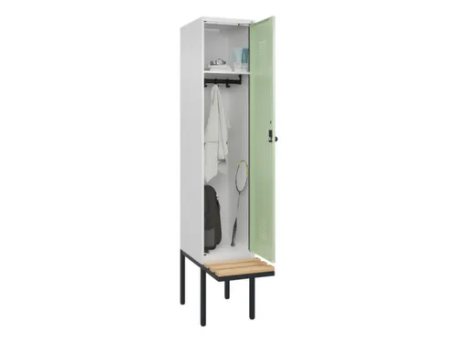 locker met bank,HxBxD 2120x400x815mm,1vak,vak B 400mm,draaigrendel