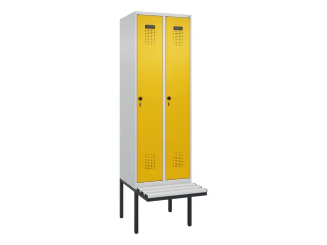 locker met bank,voor scheiding van kleding,HxBxD 2120x600x815mm,2vak
