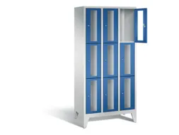 lockerkast 1850x900x500mm 3x3 vakken Cilinderslot Poten, RAL5010