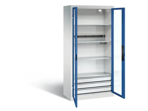 acculaadkast 1950x930x500mm 5stekkerdozen 230V cil.-slot front RAL5010