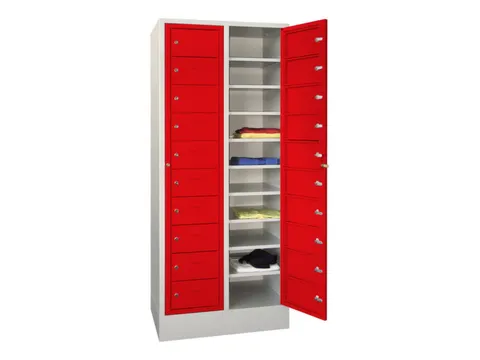 Wasgoedkast 1850x770x500 2x10 Vakken Sokkel Ral7035 Front Ral3000